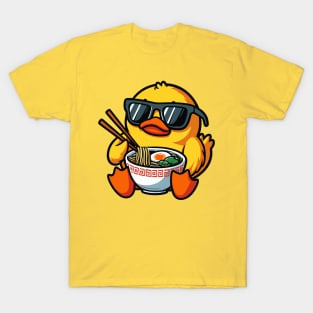Duck With Sunglasses Eating Ramen T-Shirt